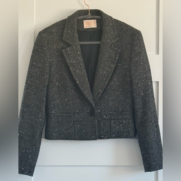 Vintage Pendleton Cropped Wool Blazer Jacket Size 6 Black White Textured - Picture 8 of 8